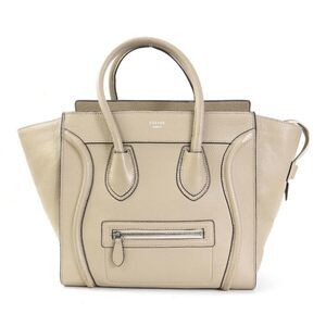 Celine Luggage Shopper Handbag Beige Tan Leather